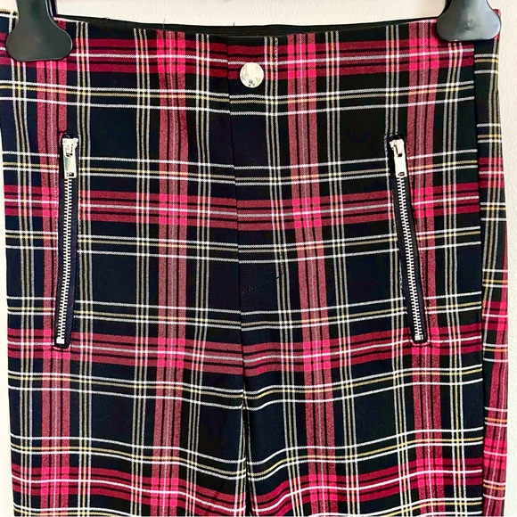 Zara Plaid Skinny Ankle Pants With Zipper Detail Size S EUC - Picture 9 of 10